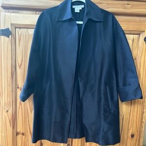 Magaschoni Jacket Navy Blue 100% Silk Open‎ Front Women's Size 2